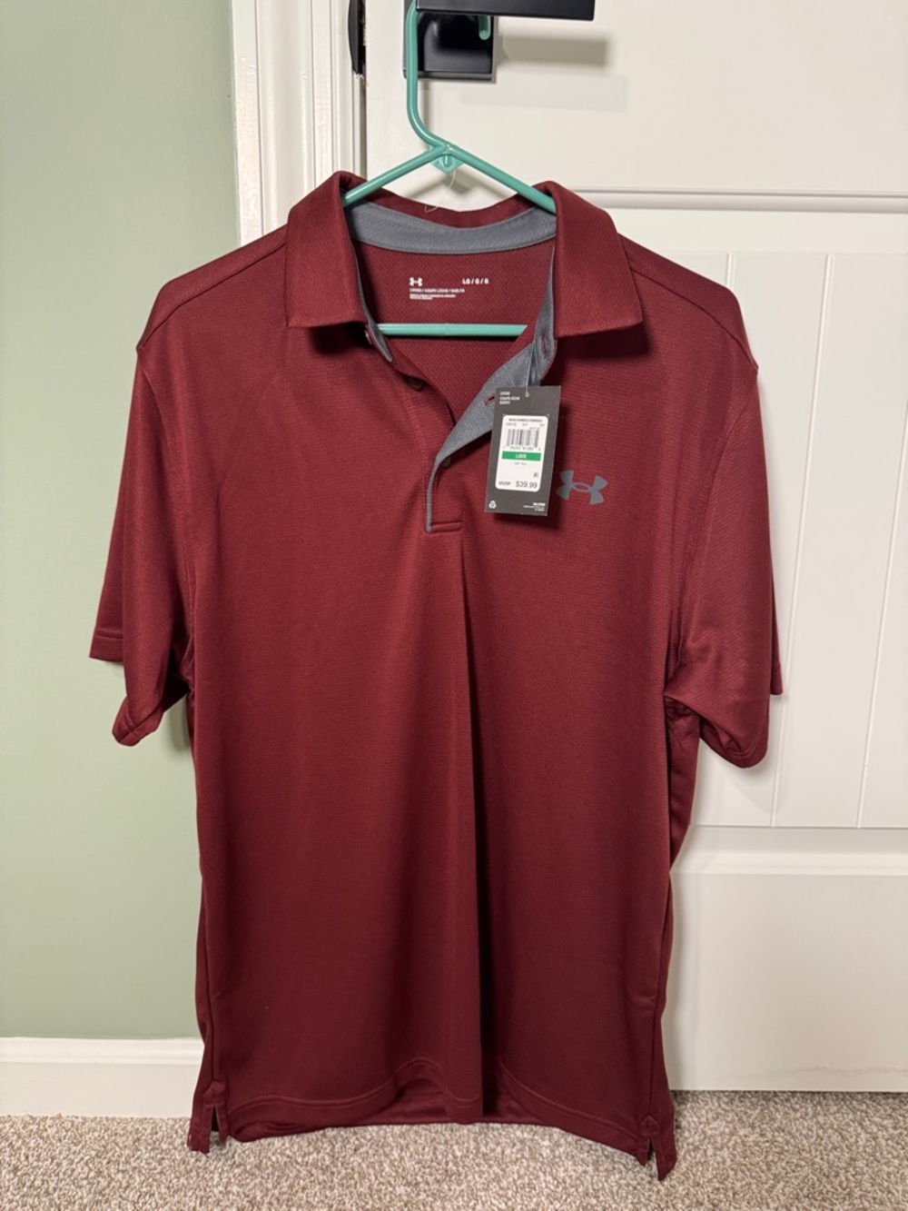 Under Armour Men’s Maroon Golf Polo with Gray Trim